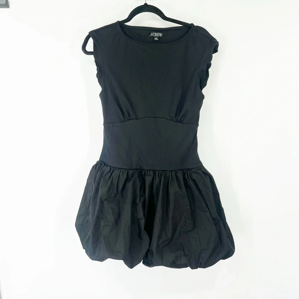 J. Crew Bubble-Hem Mixy Dress in Black